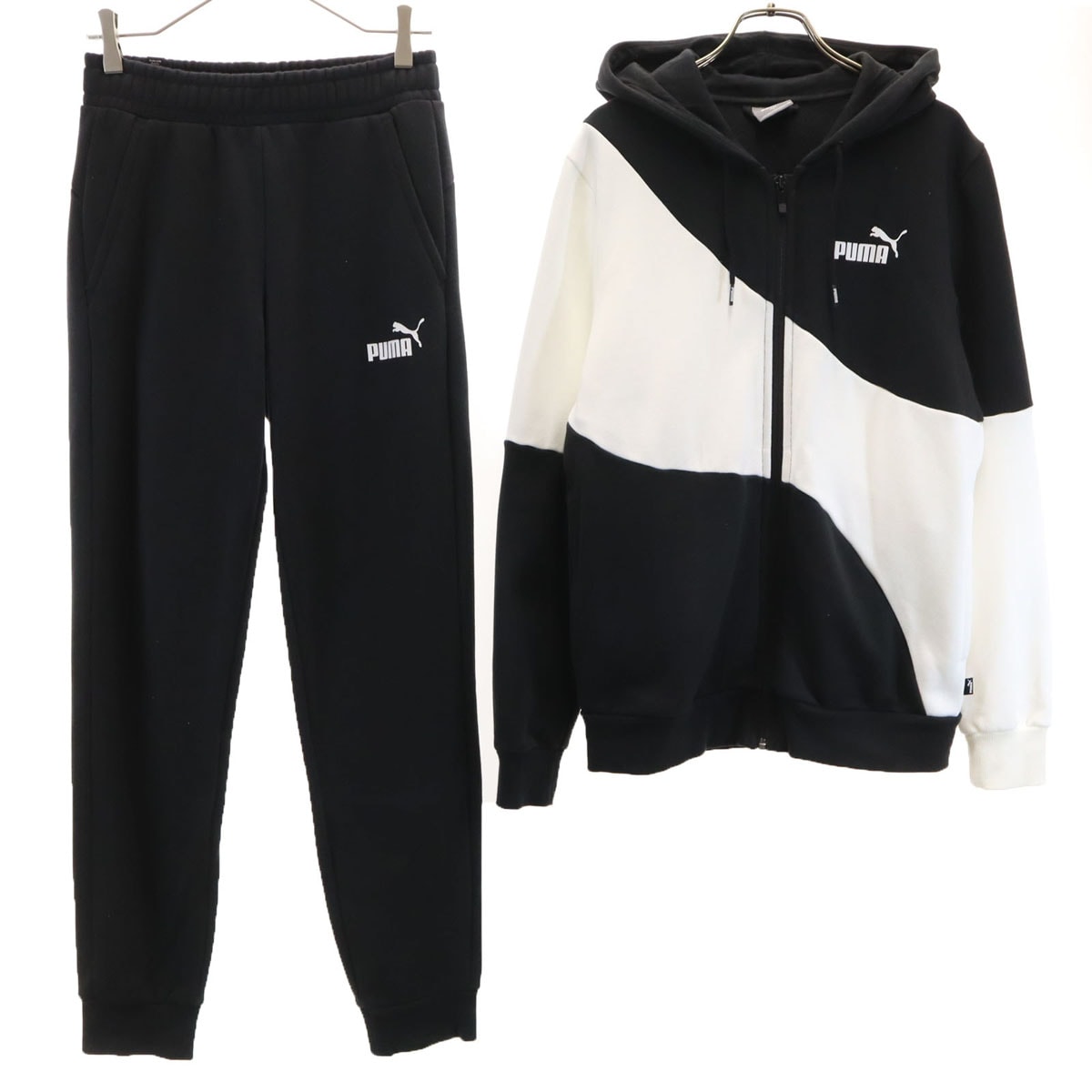 PUMA プーマ 長袖 ジップパーカー 上下セットアップ S ブラック