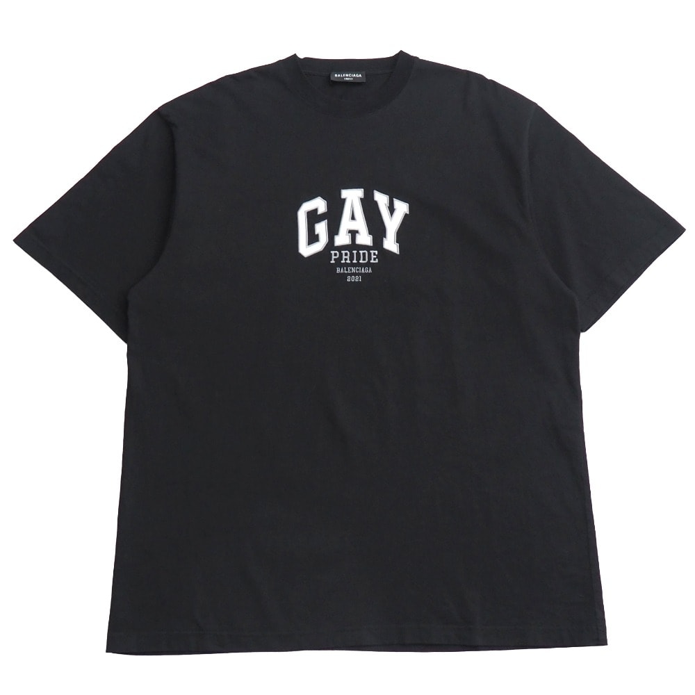 ■美品■BALENCIAGA バレンシアガ GAY PRIDE 2021 半袖Tシャツ サイズS ロゴ刺繍 クルーネック オーバーサイズ ブランド古着【中古】20251203/RA6799