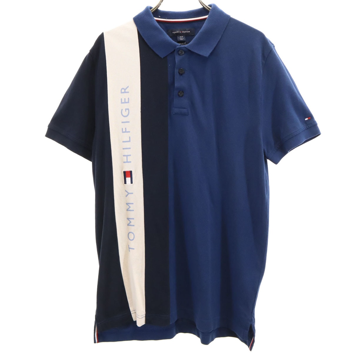 TOMMY HILFIGER トミーヒルフィガー 半袖 ポロシャツ S ネイビー 鹿の子地