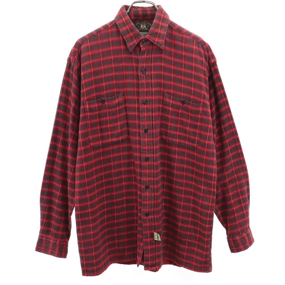 RRL ダブルアールエル 90s 赤3星 初期タグ オールド 長袖 チェックシャツ S レッド系 ラルフローレン