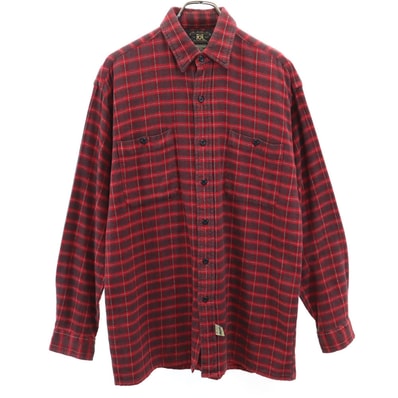 RRL ダブルアールエル 90s 赤3星 初期タグ オールド 長袖 チェックシャツ S レッド系 ラルフローレン