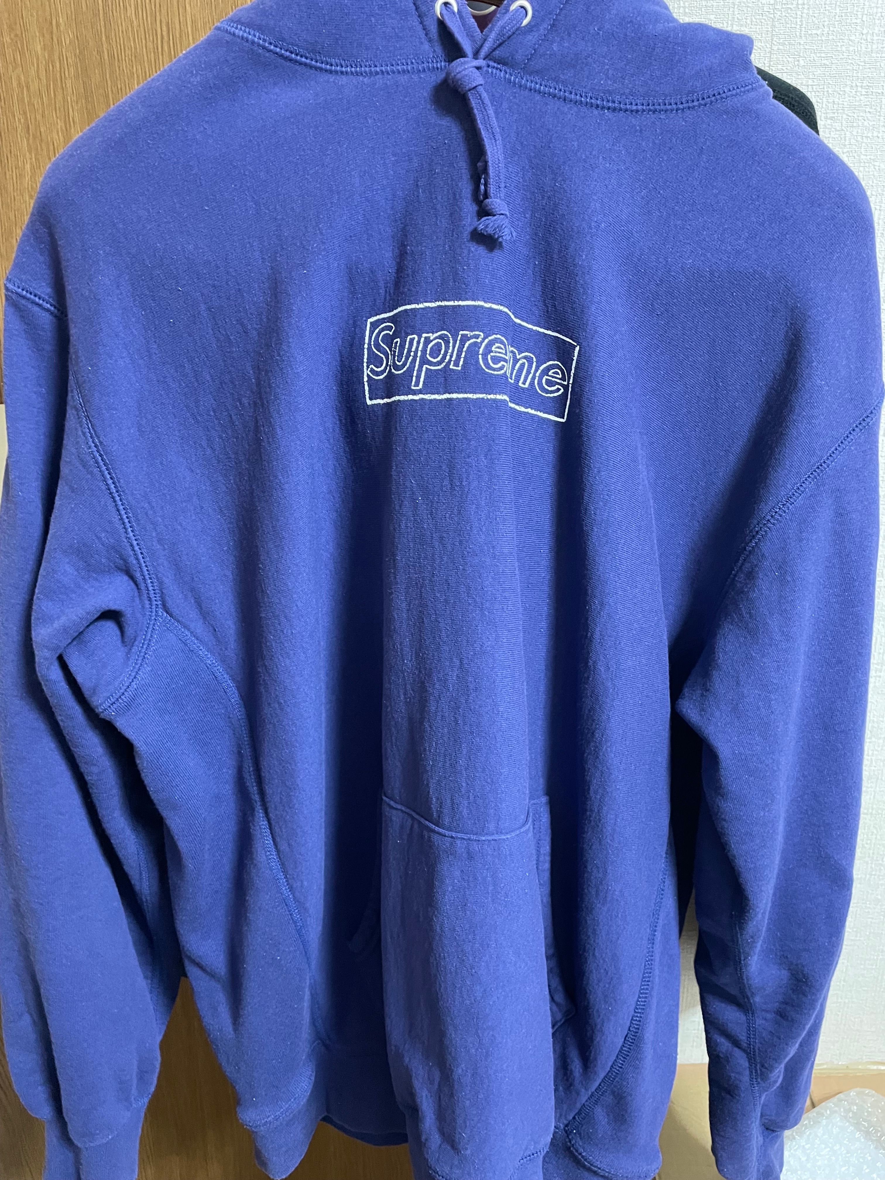 Supreme KAWS Chalk Logo Hooded Sweatshirt "Washed Navy"(2021)