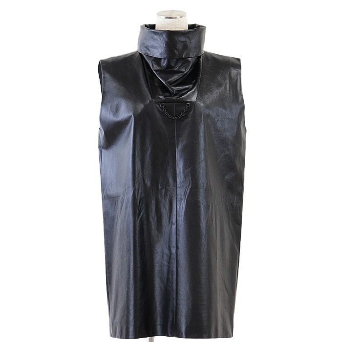 ルイ・ヴィトン レザー ノースリーブ ワンピース レディース ブラック 34 LOUIS VUITTON