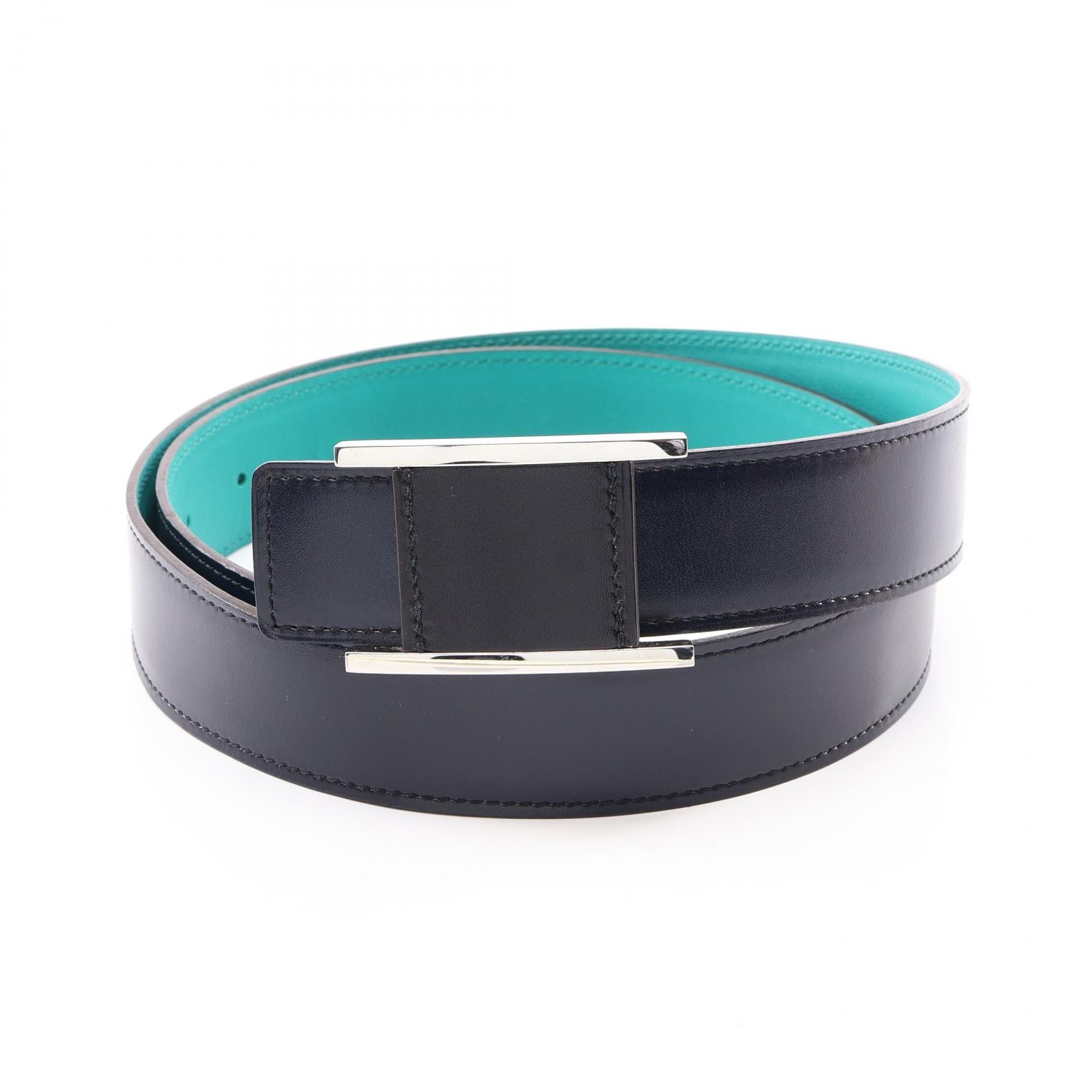 エルメス HERMES リバーシブル ベルト 衣料品 カーフ(牛革) ボックスカーフ T刻印(2015年製造) メンズ ブラック系 / グリーン系 【中古】