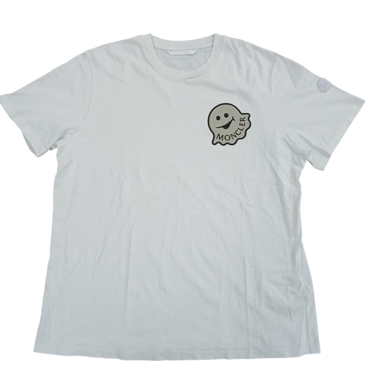 MONCLER モンクレール ゴーストプリントロゴTシャツ 半袖Tシャツ コットン ホワイト  メンズ【中古】