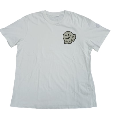 MONCLER モンクレール ゴーストプリントロゴTシャツ 半袖Tシャツ コットン ホワイト メンズ【中古】