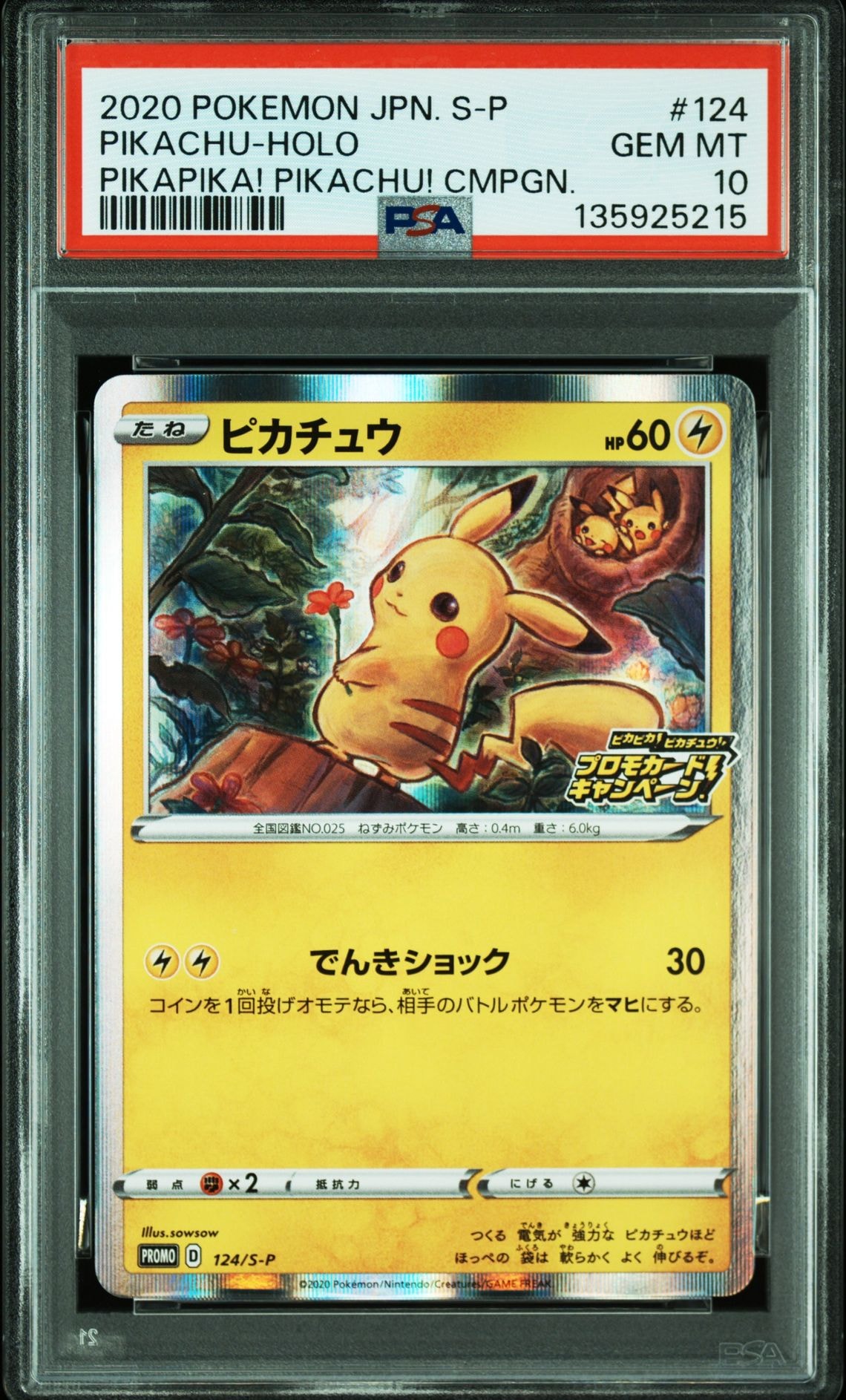 ピカチュウ: プロモ P [S-P 124](ピカピカ!ピカチュウ!プロモカードキャンペーン)