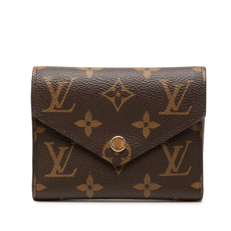 ルイ ヴィトン モノグラム ポルトフォイユ ヴィクトリーヌ 三つ折り財布 M86900 ブラウン PVC レディース LOUIS VUITTON 中古