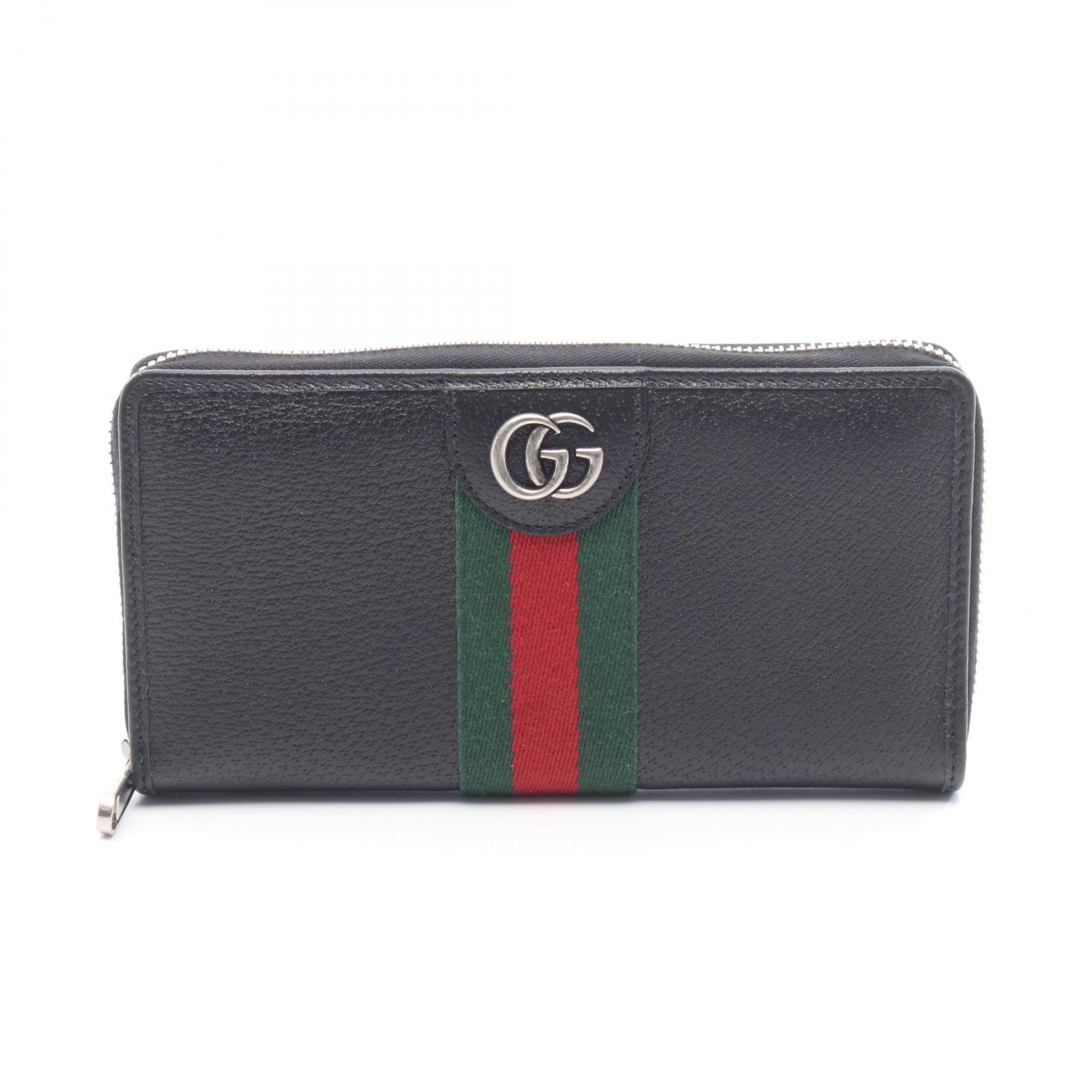 グッチ GUCCI オフィディア ラウンド長財布 財布 レザー メンズ ブラック系 834694 【中古】