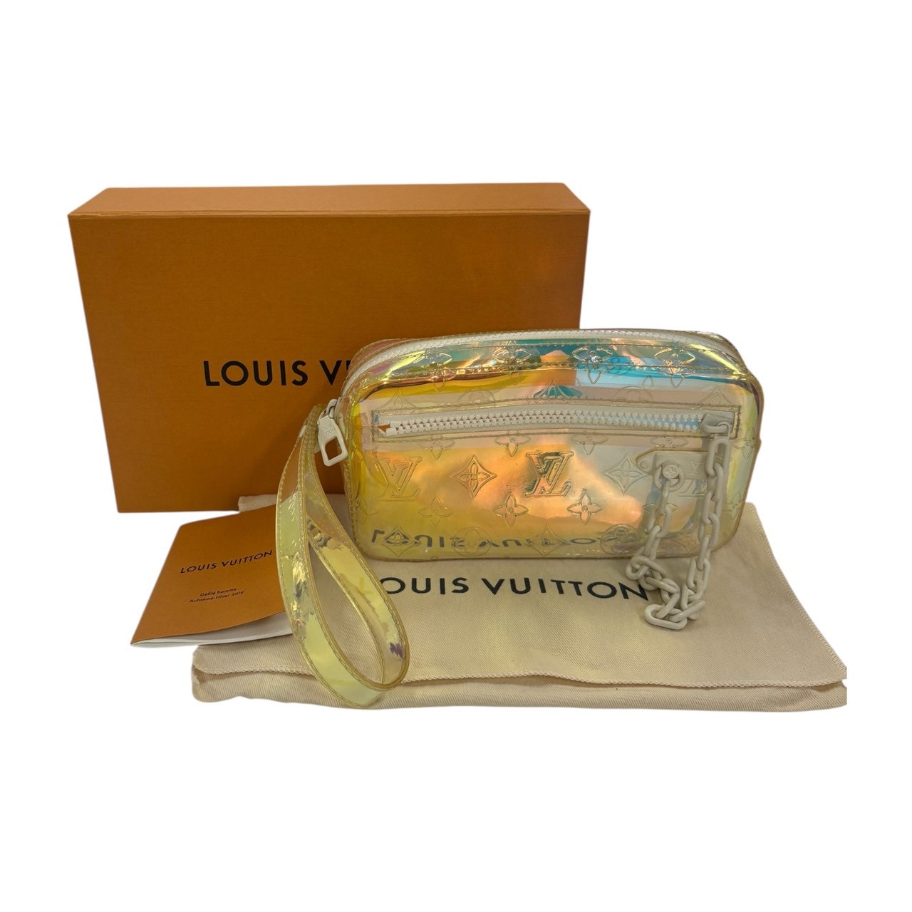 美品 LOUIS VUITTON ルイヴィトン モノグラム ヴォルガモノグラム プリズム マルチカラー 透明 白金具 ナイロン クラッチバッグ ハンドバッグ S1-00069 【中古】