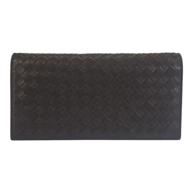 美品 BOTTEGAVENETA ボッテガヴェネタ イントレチャート ブラウン レザー 長財布 ロングウォレット 602378 【中古】