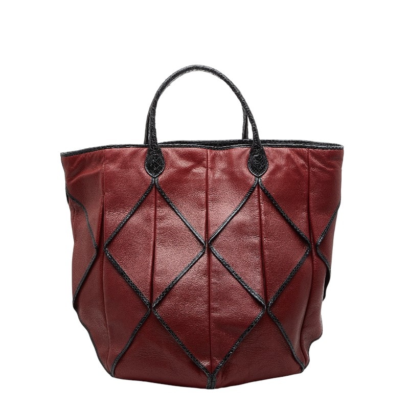 ボッテガヴェネタ ハンドバッグ レッド ブラック レザー パイソン レディース BOTTEGAVENETA 【中古】