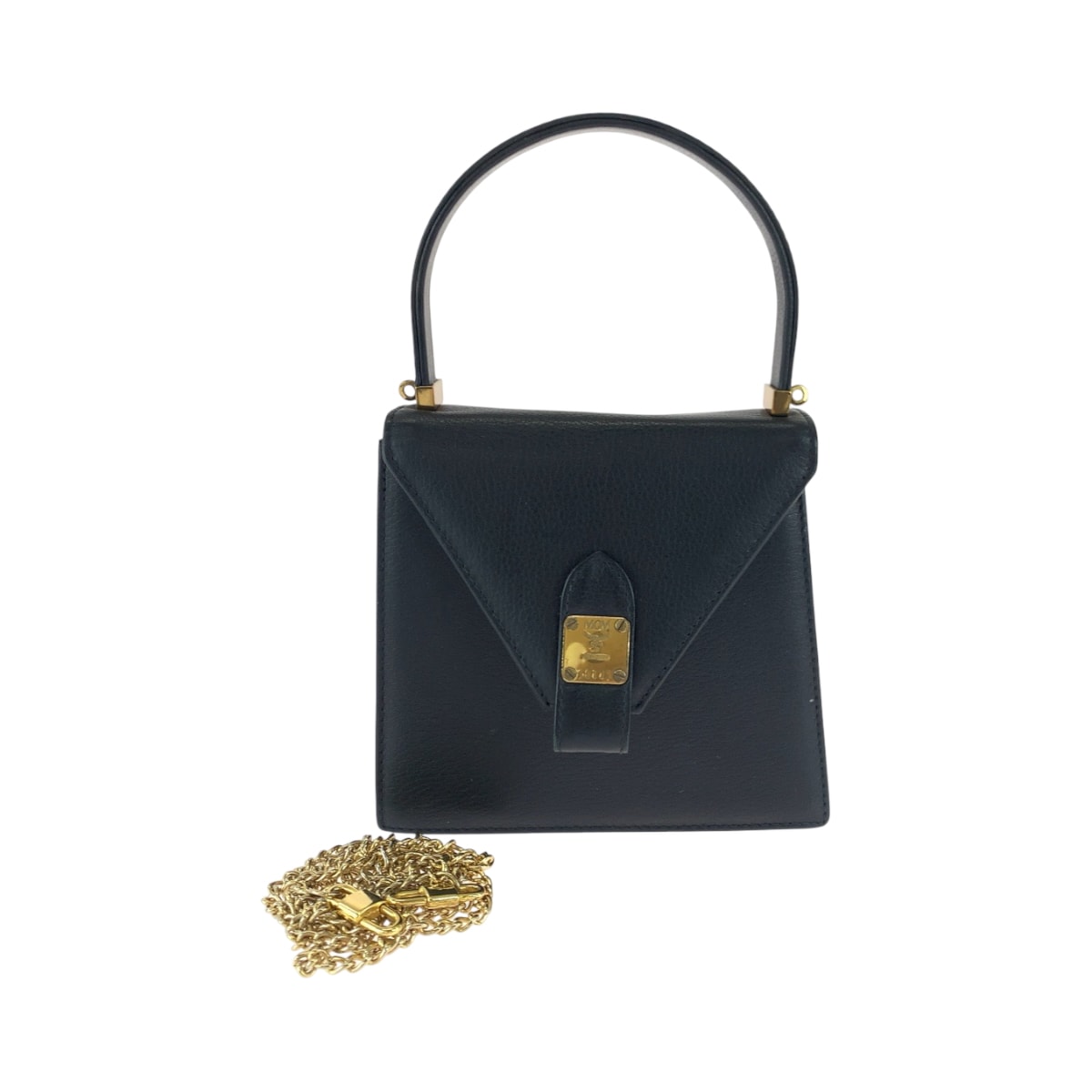 美品 MCM エム シー エム ヴィンテージ ブラック 黒 ゴールド金具 レザー ミニ ハンドバッグ ショルダーバッグ ハンドバッグ 2way 603108 【中古】