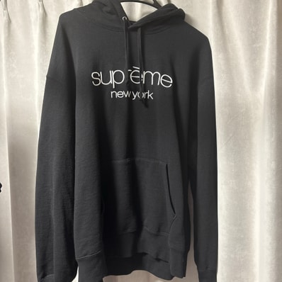 Supreme Classic Logo Hooded Sweatshirt "Black"