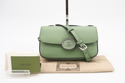 極美品 GUCCI グッチ ダブルG 2WAY ショルダーバッグ 739722 2wayショルダーバッグ グリーン レザー レディース