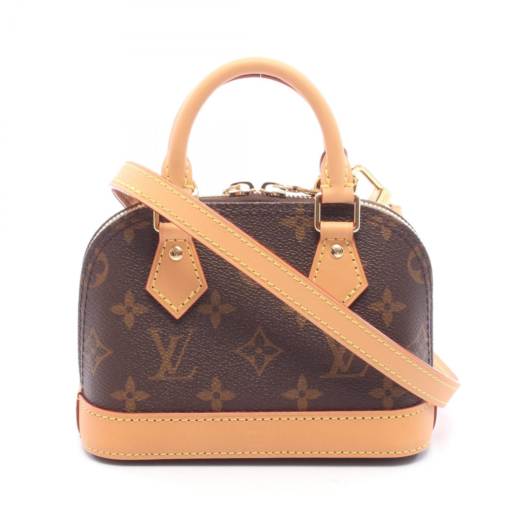 ルイ・ヴィトン LOUIS VUITTON ナノアルマ モノグラム ハンドバッグ バッグ PVCコーティングキャンバス レザー レディース ブラウン系 M82717 【中古】