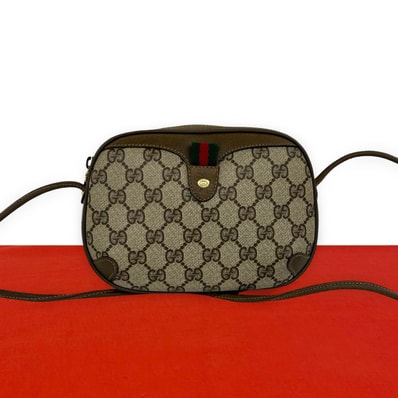 GUCCI グッチ シェリーライン GG ロゴ 金具 PVC レザー ショルダーバッグ ブラウン
22425