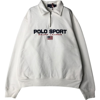古着 90年代 ラルフローレン Ralph Lauren POLO SPORT ポロスポーツ 星条旗柄 襟付き ハーフジップスウェットシャツ トレーナー メンズM相当 ヴィンテージ/eaa629889
