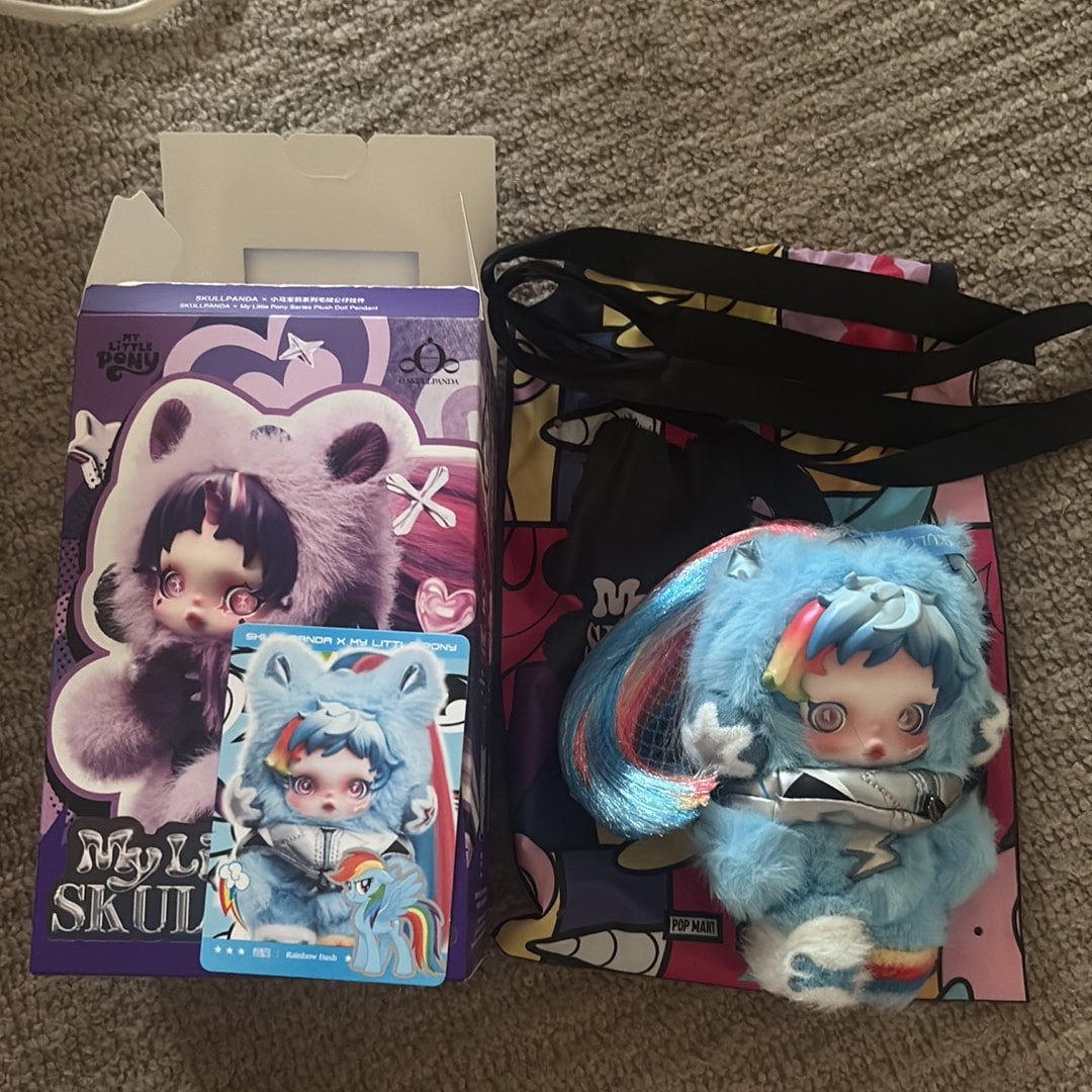 POP MART SKULLPANDA x My Little Pony Series Plush Doll Pendant Rainbow Dash
