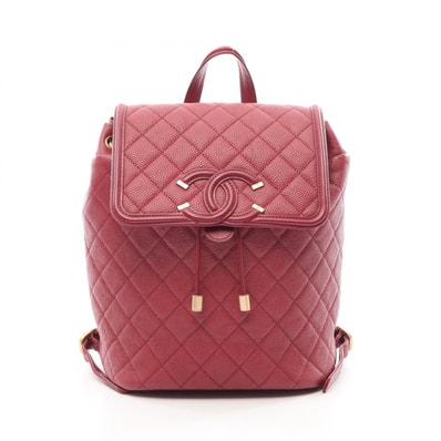 シャネル CHANEL CCフィリグリー マトラッセ リュックサック バックパック バッグ キャビアスキン(グレインドカーフ) レディース レッド系 A57090 【中古】