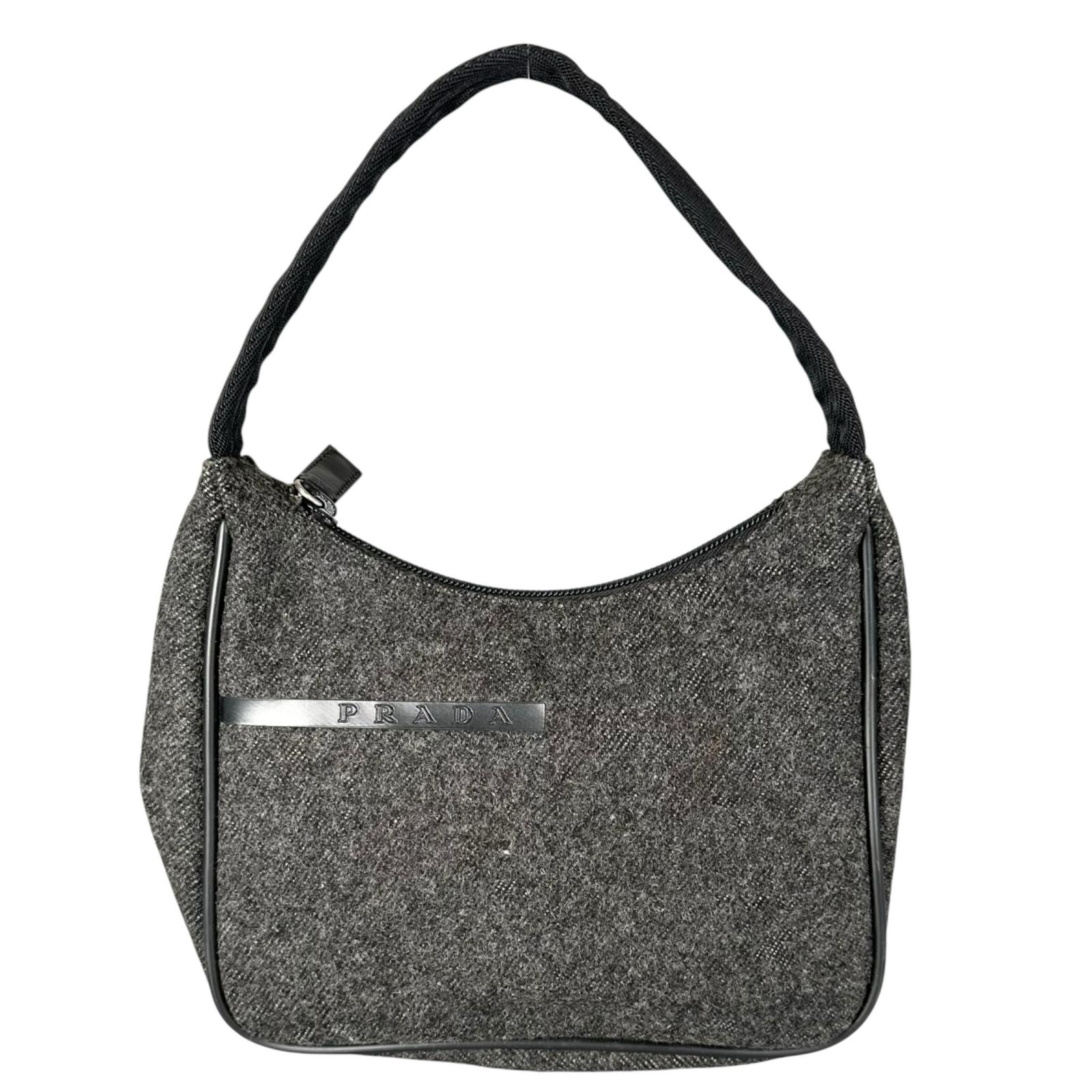 美品 PRADA プラダ トートバッグ ウール グレー レディース【中古】