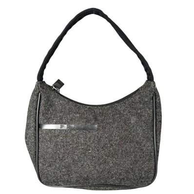 美品 PRADA プラダ トートバッグ ウール グレー レディース【中古】
