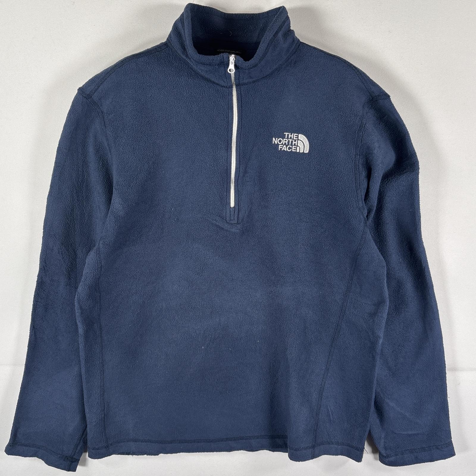 古着 ザ・ノースフェイス THE NORTH FACE フリーストレーナー ハーフジップ ワンポイントロゴ刺繍 プルオーバー  M  ネイビー メンズ