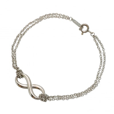 【6jdb0066-k】ティファニー ブレスレット インフィニティ ダブルチェーン シルバー925【中古】レディース