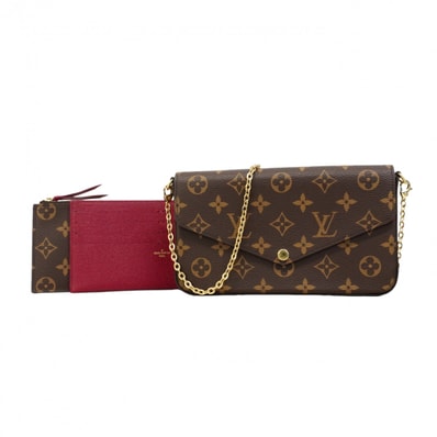 ★最終価格【6cc4124】ルイヴィトン ショルダーウォレット モノグラム ポシェットフェリシー M81896 ブラウン フューシャ【中古】レディース