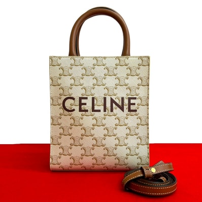 CELINE セリーヌ バーティカル カバ レザー PVC ショルダーバッグ ホワイト
52288