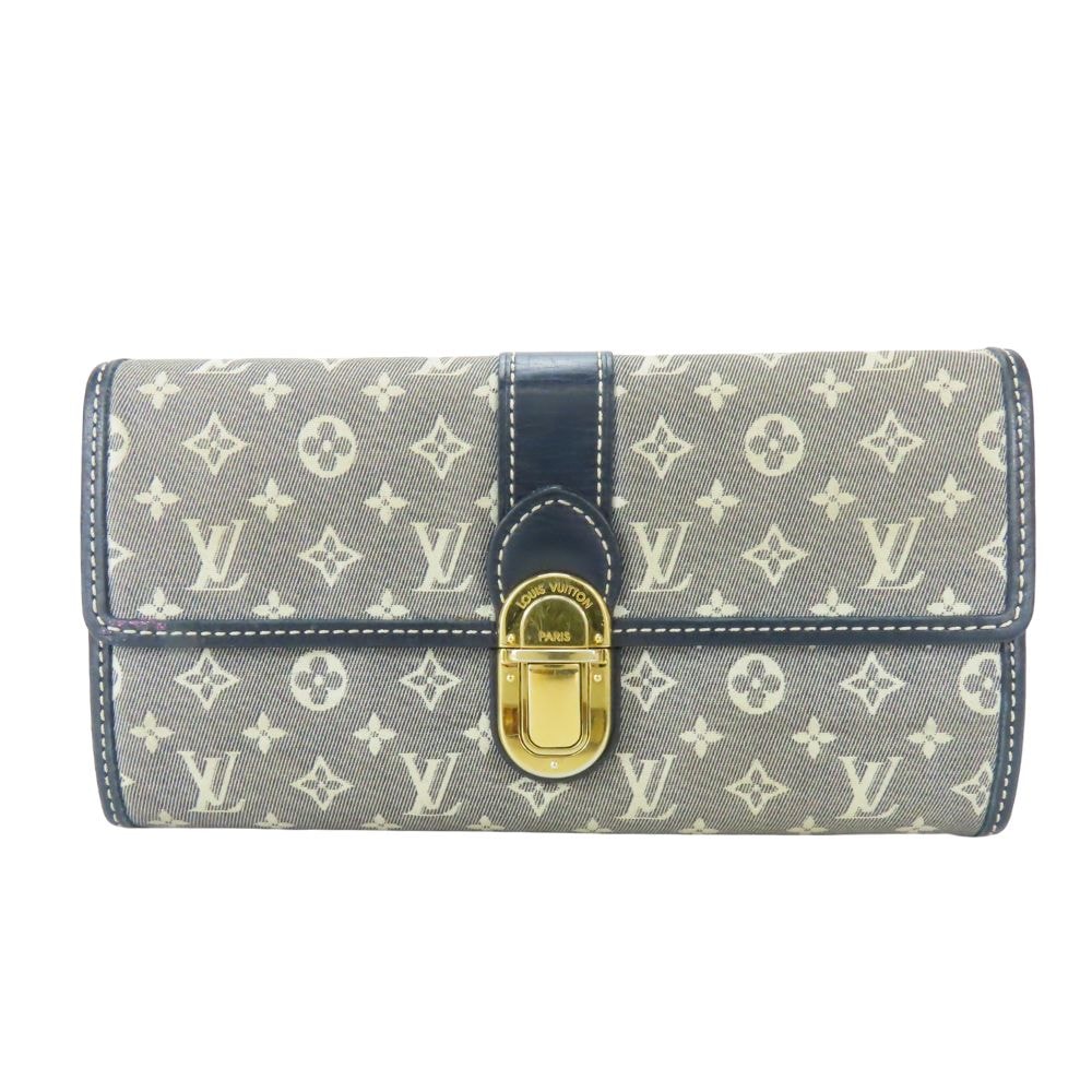 【中古】 ルイ・ヴィトン 長財布(かぶせ蓋) ポルトフォイユ・サラ M63007 モノグラムイディール アンクル ネイビー系 小物 レディース 女性 LOUIS VUITTON