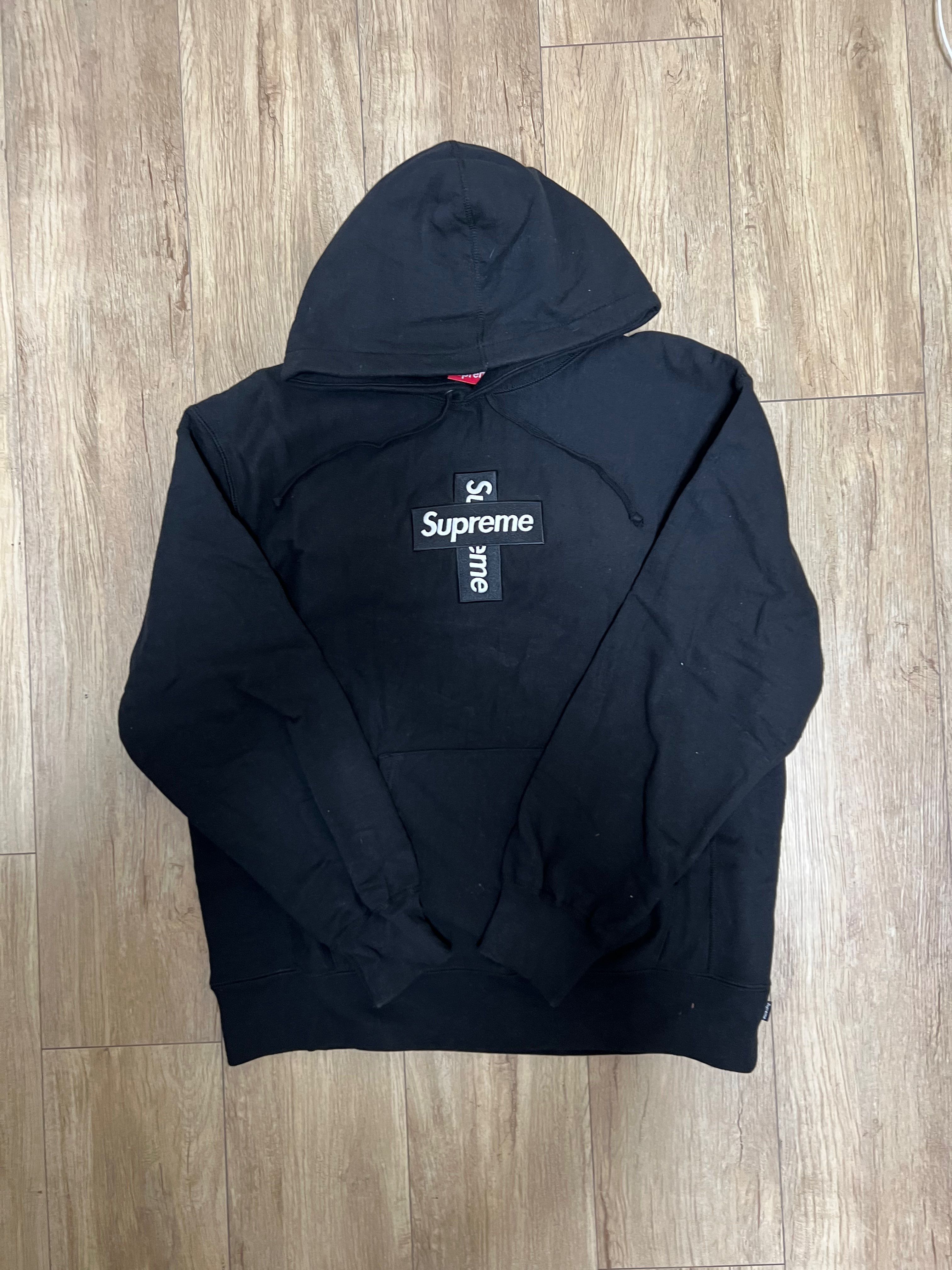 Supreme Cross Box Logo Hooded Sweatshirt "Black"