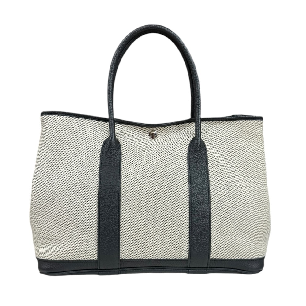 エルメス ガーデンパーティPM ハンドバッグ レザー ブラック レディース HERMES  中古
