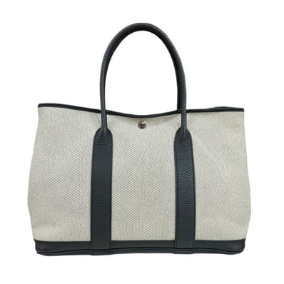 エルメス ガーデンパーティPM ハンドバッグ レザー ブラック レディース HERMES 中古