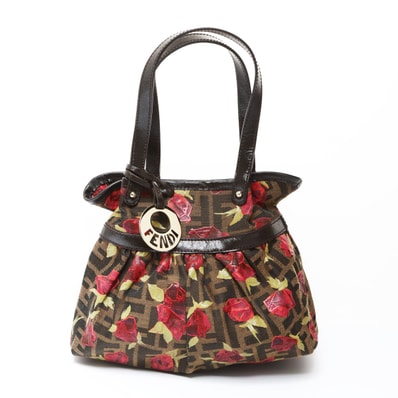 フェンディ FENDI ズッカ キャンバス ローズ柄 ハンドバッグ【中古】