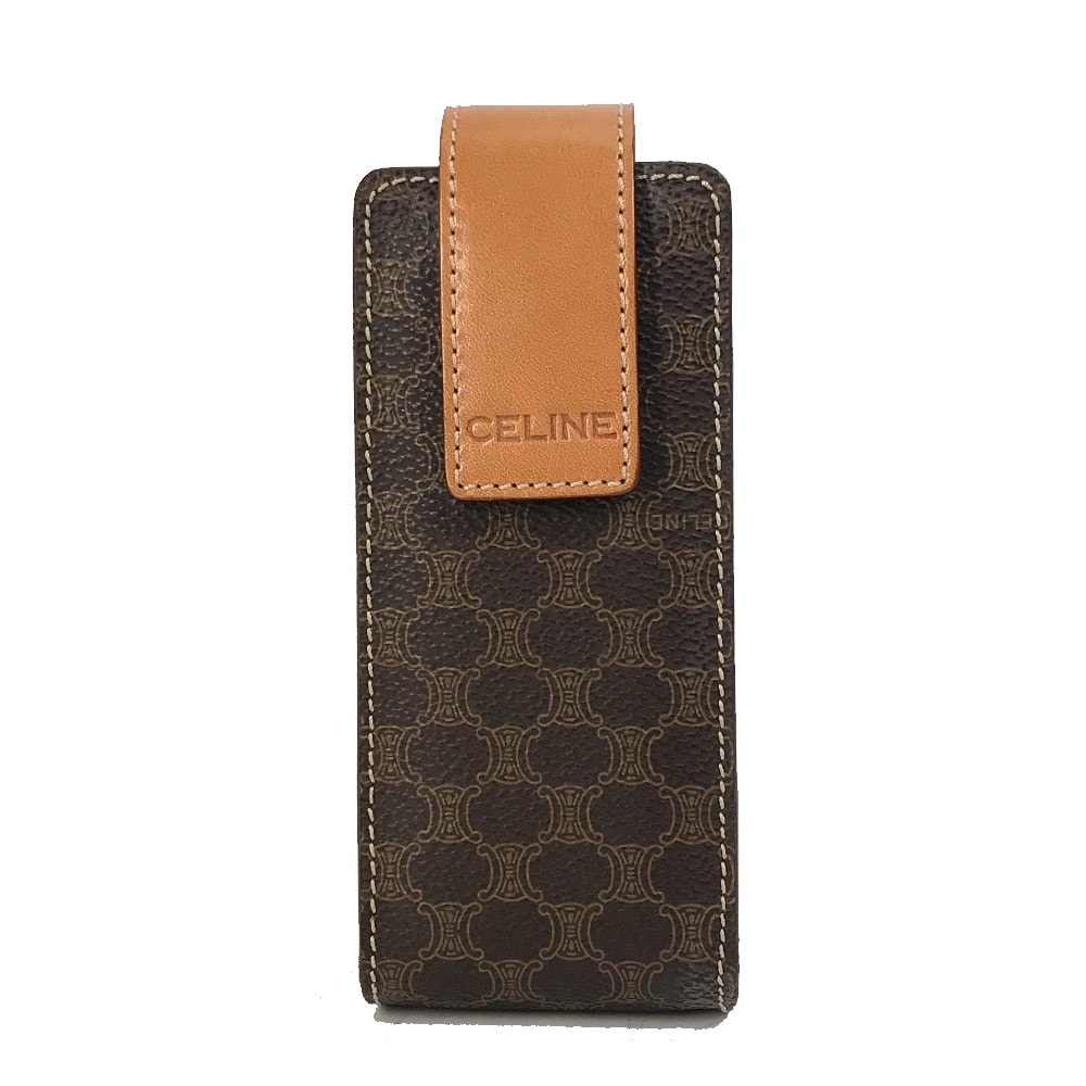 セリーヌ CELINE マカダム ポーチ 小物入れ レザー/PVC ブラウン