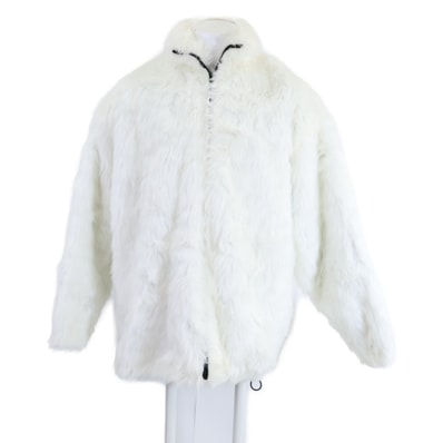バレンシアガ 【美品/国内正規】721789 Back BB Fur Coat Jacket バックロゴ エコファー コート 32