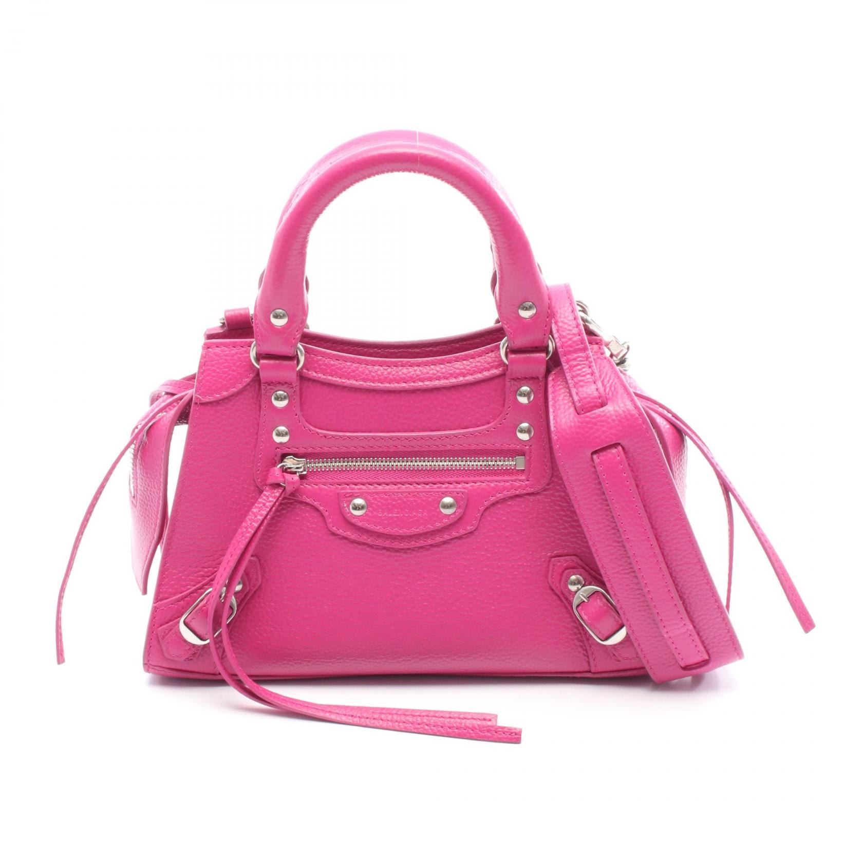 バレンシアガ BALENCIAGA ネオ クラシック ナノ ハンドバッグ バッグ レザー レディース ピンク系 638527 【中古】