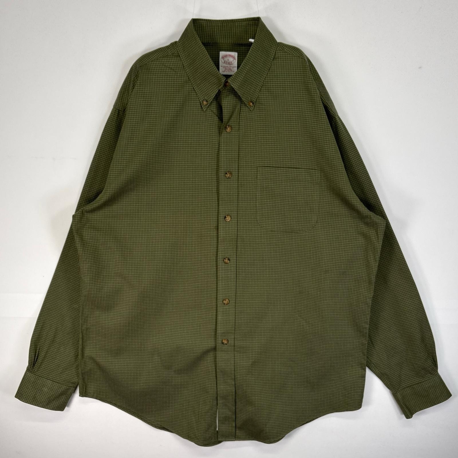 古着 ブルックスブラザーズ Brooks Brothers 長袖シャツ 胸ポケ TRADITIONAL FIT ボタンダウン L  グリーン系 チェック メンズ