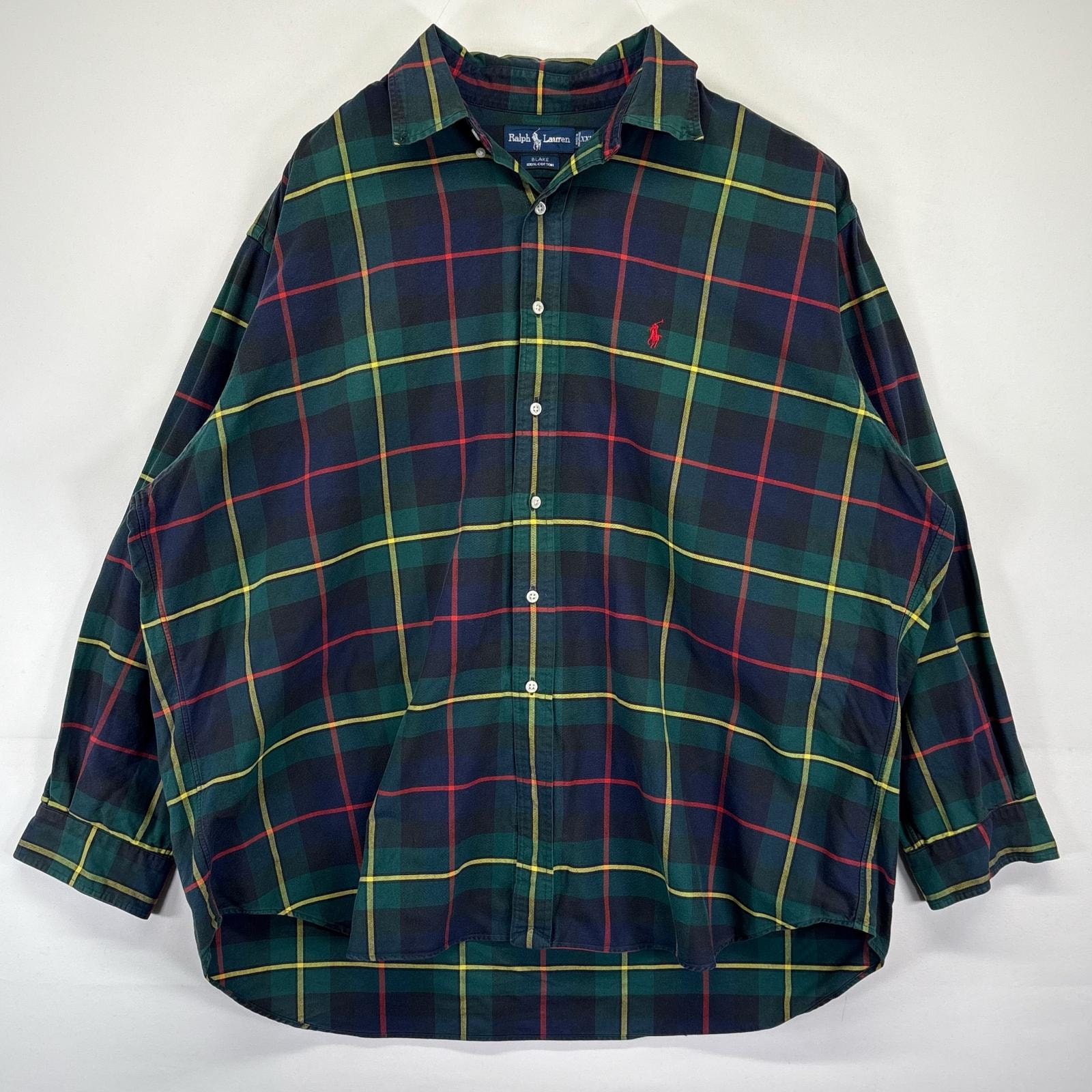 古着 90's/90年代 ラルフローレン RALPH LAUREN 長袖シャツ ワンポイント チェック柄 BLAKE  大きいサイズ 14041 マルチカラー メンズ
