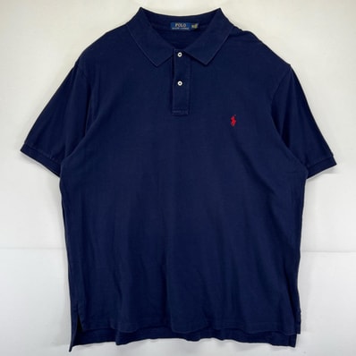 古着 ポロ・ラルフローレン POLO RALPH LAUREN 半袖 ポロシャツ 大きいサイズ ワンポイントロゴ ポニー 3XL ネイビー メンズ