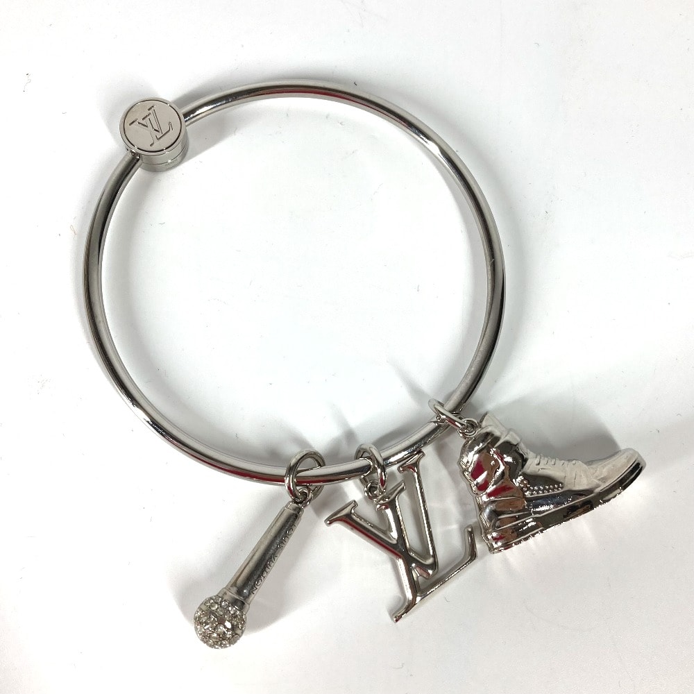 ルイヴィトン LOUIS VUITTON ポルトクレ・ラウンドリング M68854 マイク ラインストーン スニーカー バッグチャーム キーリング キーホルダー メタル シルバー
