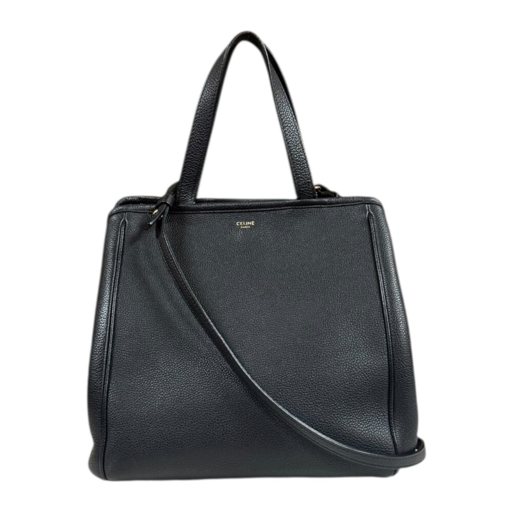 セリーヌ スモールフォールドカバ ショルダーバッグ レザー 194073 ブラック レディース CELINE  中古