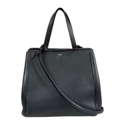 セリーヌ スモールフォールドカバ ショルダーバッグ レザー 194073 ブラック レディース CELINE 中古