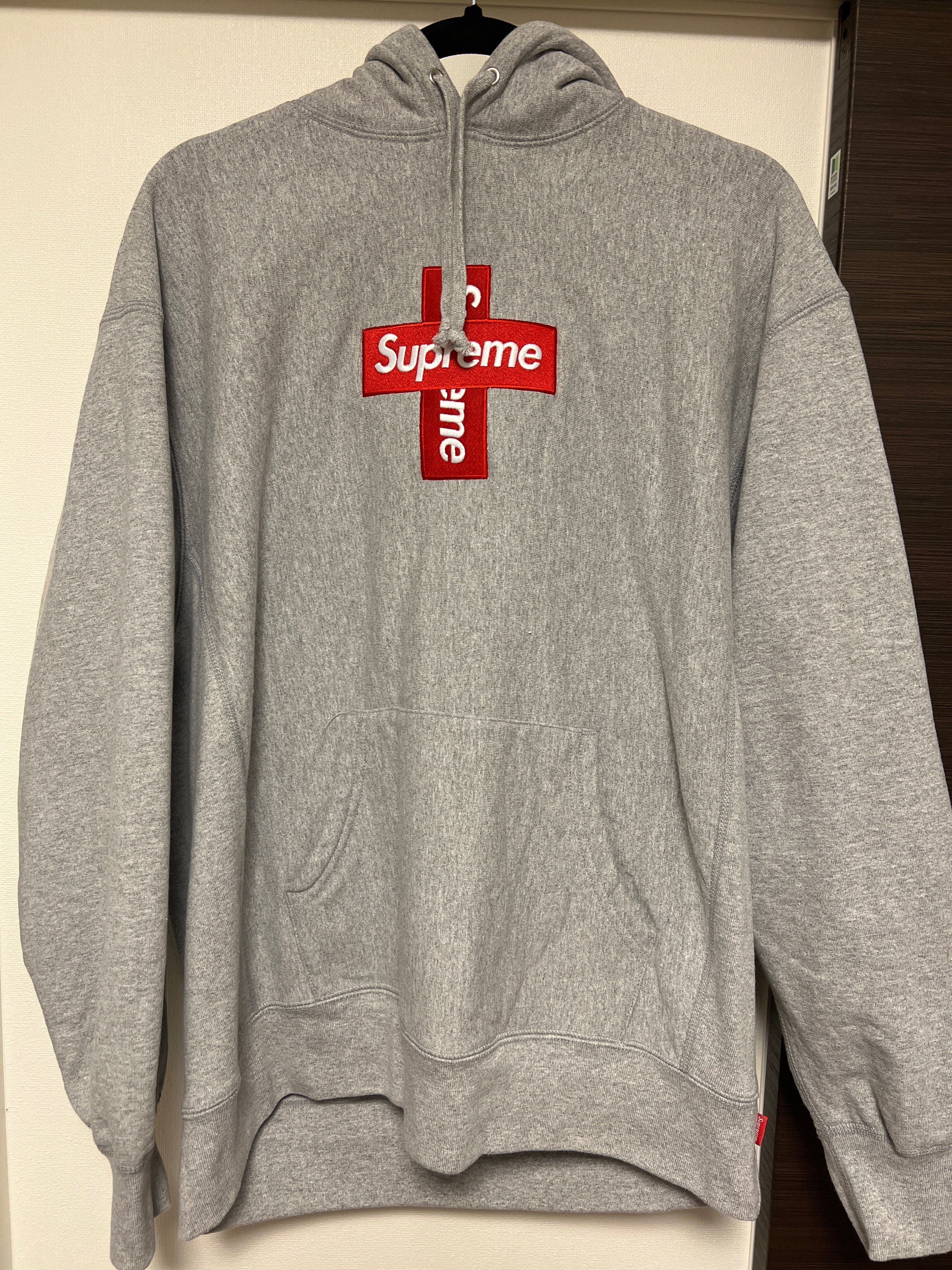 Supreme Cross Box Logo Hooded Sweatshirt "Grey"