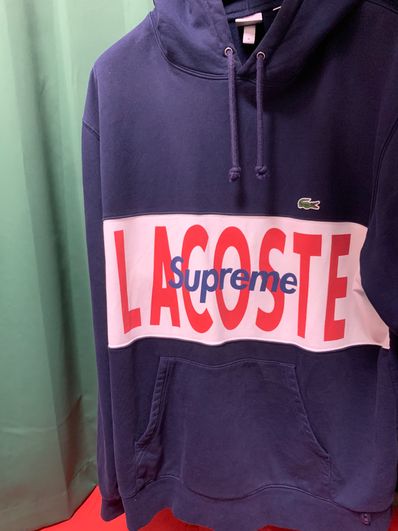 Supreme / Lacoste Logo Panel Hooded Sweatshirt "Navy"