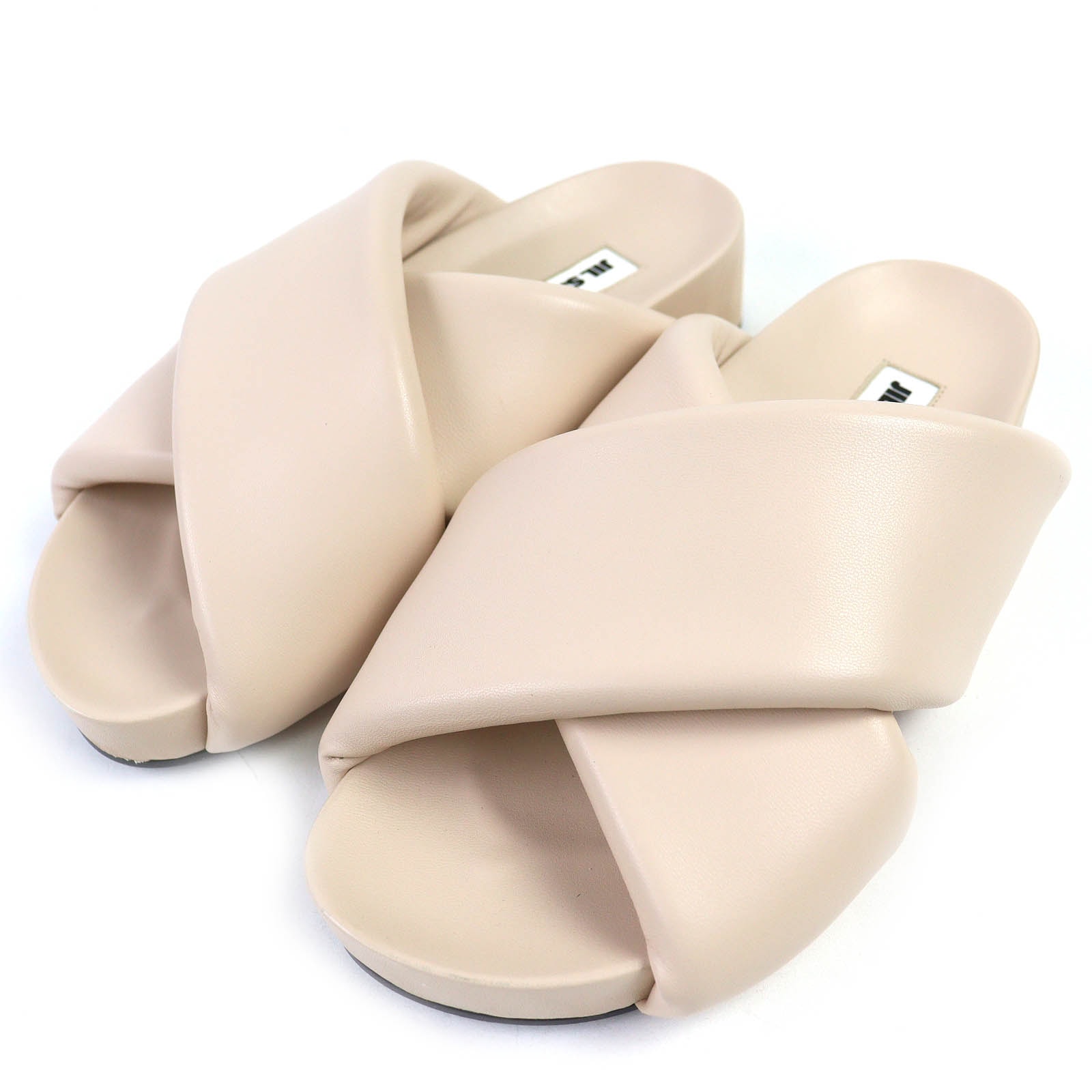 極美 ジルサンダー クロスストラップ スライドサンダル 36 J15WP0043