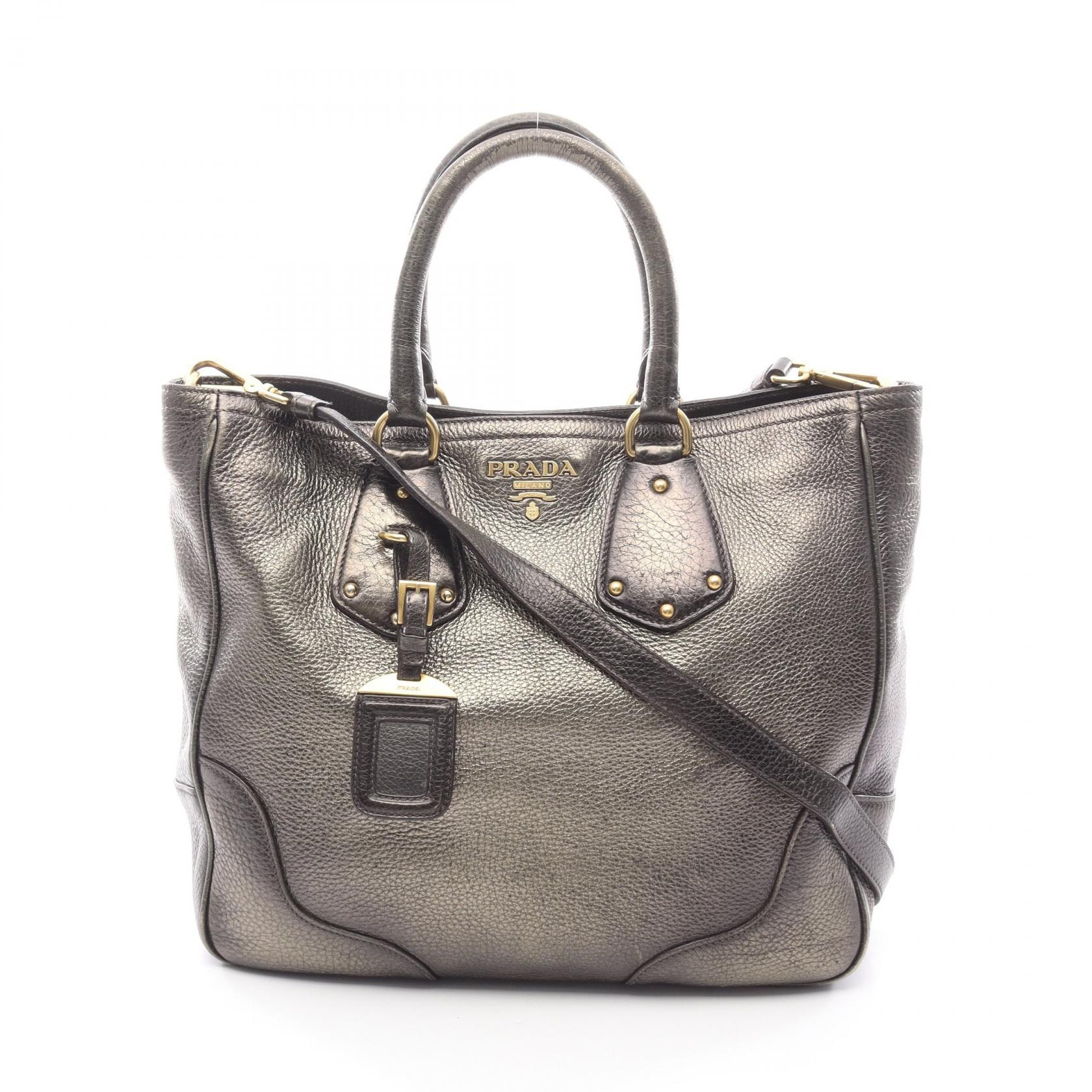 プラダ PRADA ハンドバッグ バッグ レザー レディース カーキ系 BN1346 【中古】