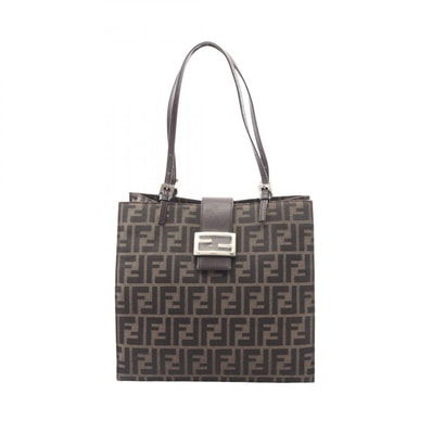 フェンディ FENDI ズッカ トートバッグ バッグ キャンバス レザー レディース ブラウン系 【中古】