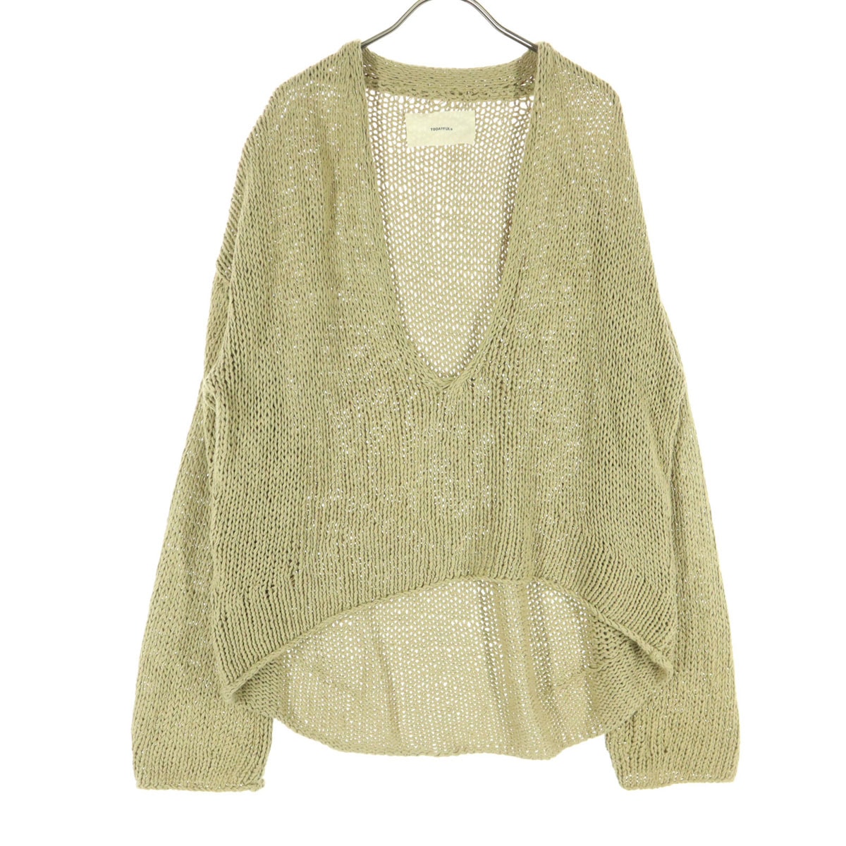 TODAYFUL トゥデイフル 長袖 Vネック リネン混 コットン ニット F ベージュ